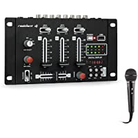 Los mejores  - Resident DJ - DJ-21- Mesa de mezclas DJ- Set de mezcla- 2-3 canales- 600 Ohm- 76 dB- USB- Micrófono- Negro